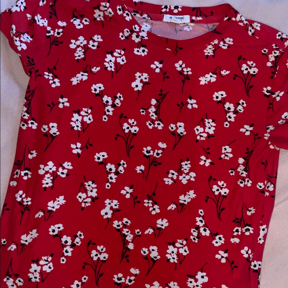 Ardene Red and White Floral Top